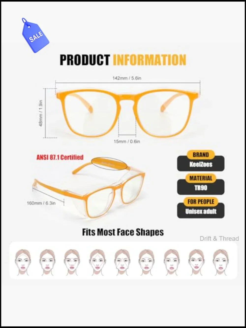 4 Pack Anti Fog Safety Glasses for Women, Blue Light Blocking Eye Protection